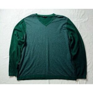 Banana Republic Men's XXL V-Neck Long Sleeve Sweater Green Houndstooth Winter